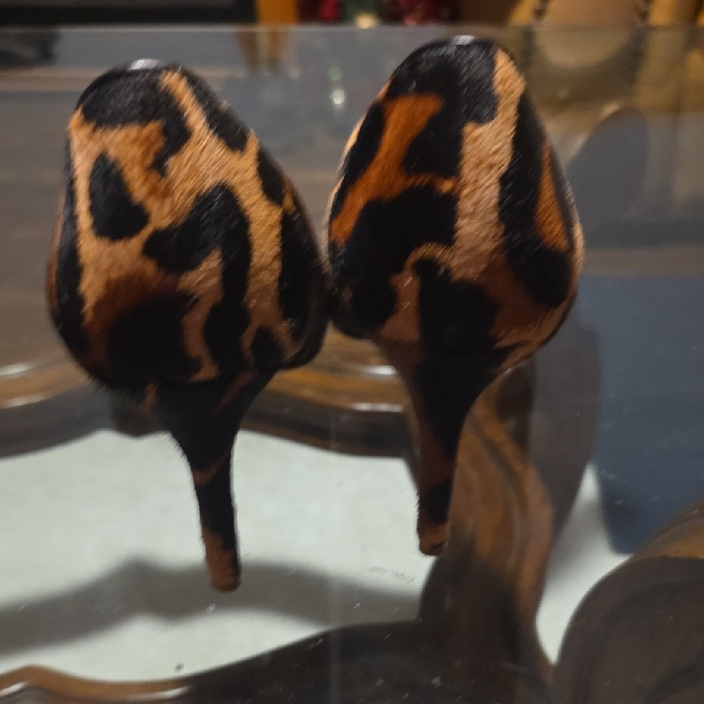 Louise et Cie Leopard Real Cow Hair Fur Heels - Picture 11 of 11